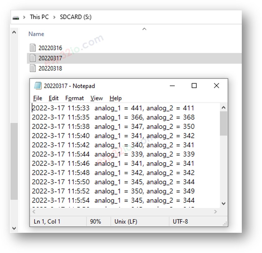 ESP32 registrando no Cartão Micro SD em vários arquivos