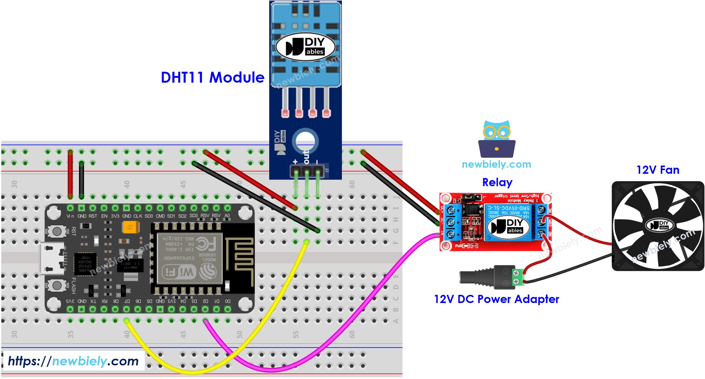 ESP8266 NodeMCU sistema de ventilador de resfriamento diagrama de ligação