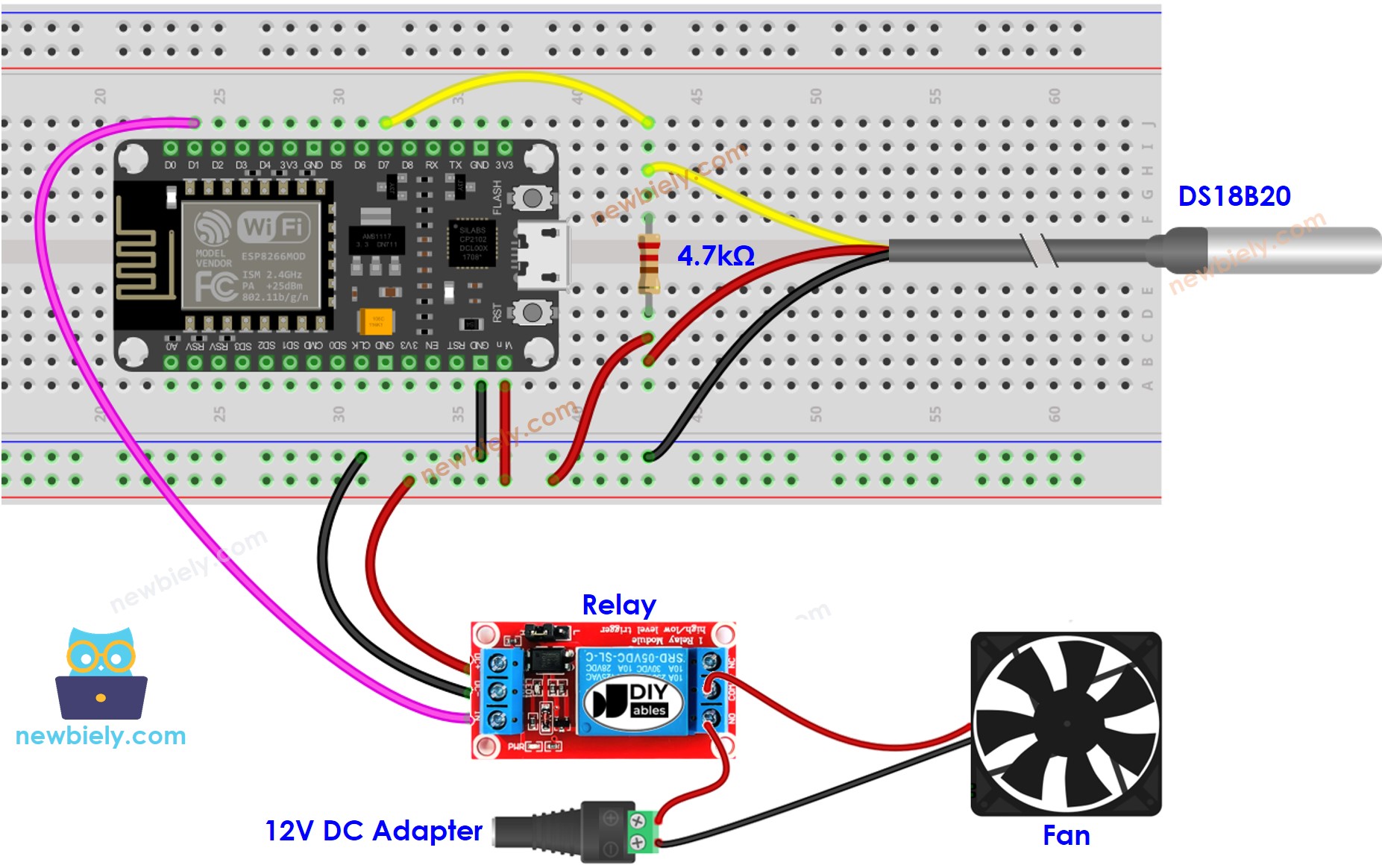 ESP8266 NodeMCU sistema de ventilador de resfriamento diagrama de ligação