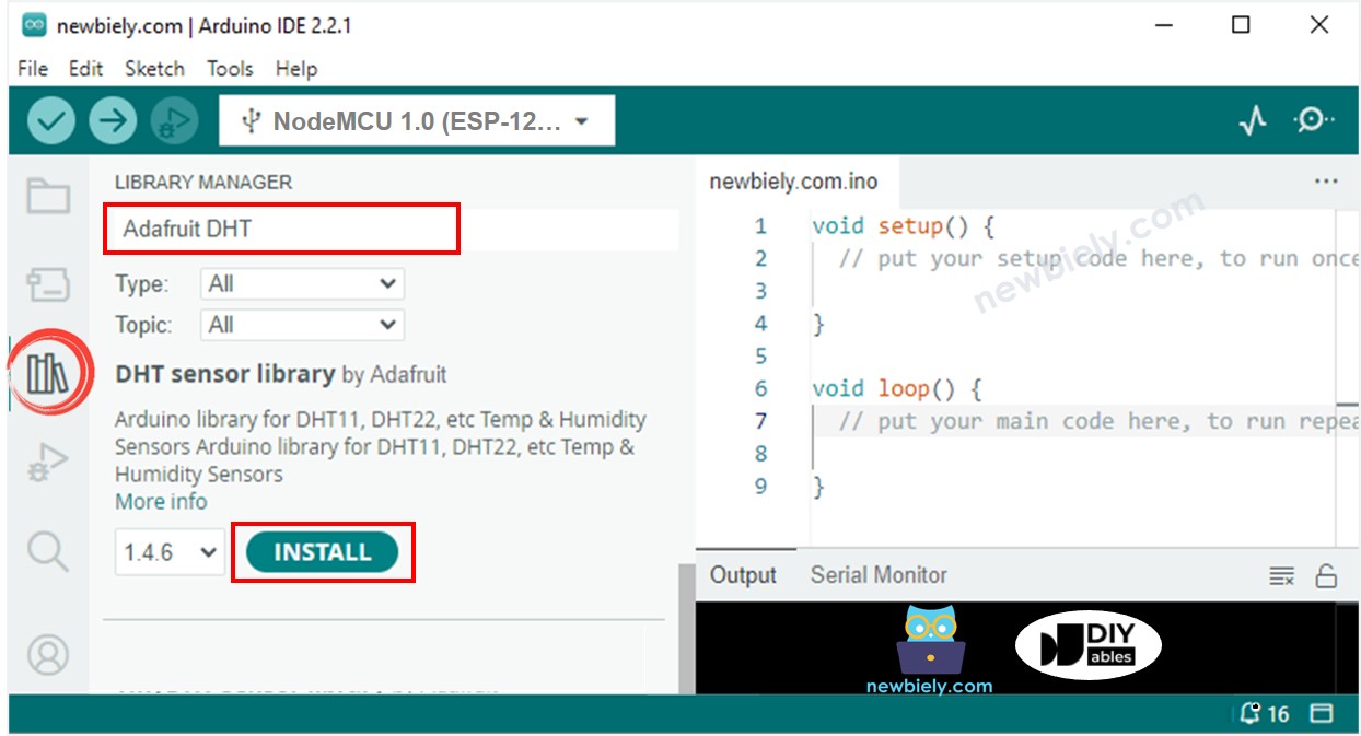 Biblioteca do sensor DHT22 para ESP8266 NodeMCU