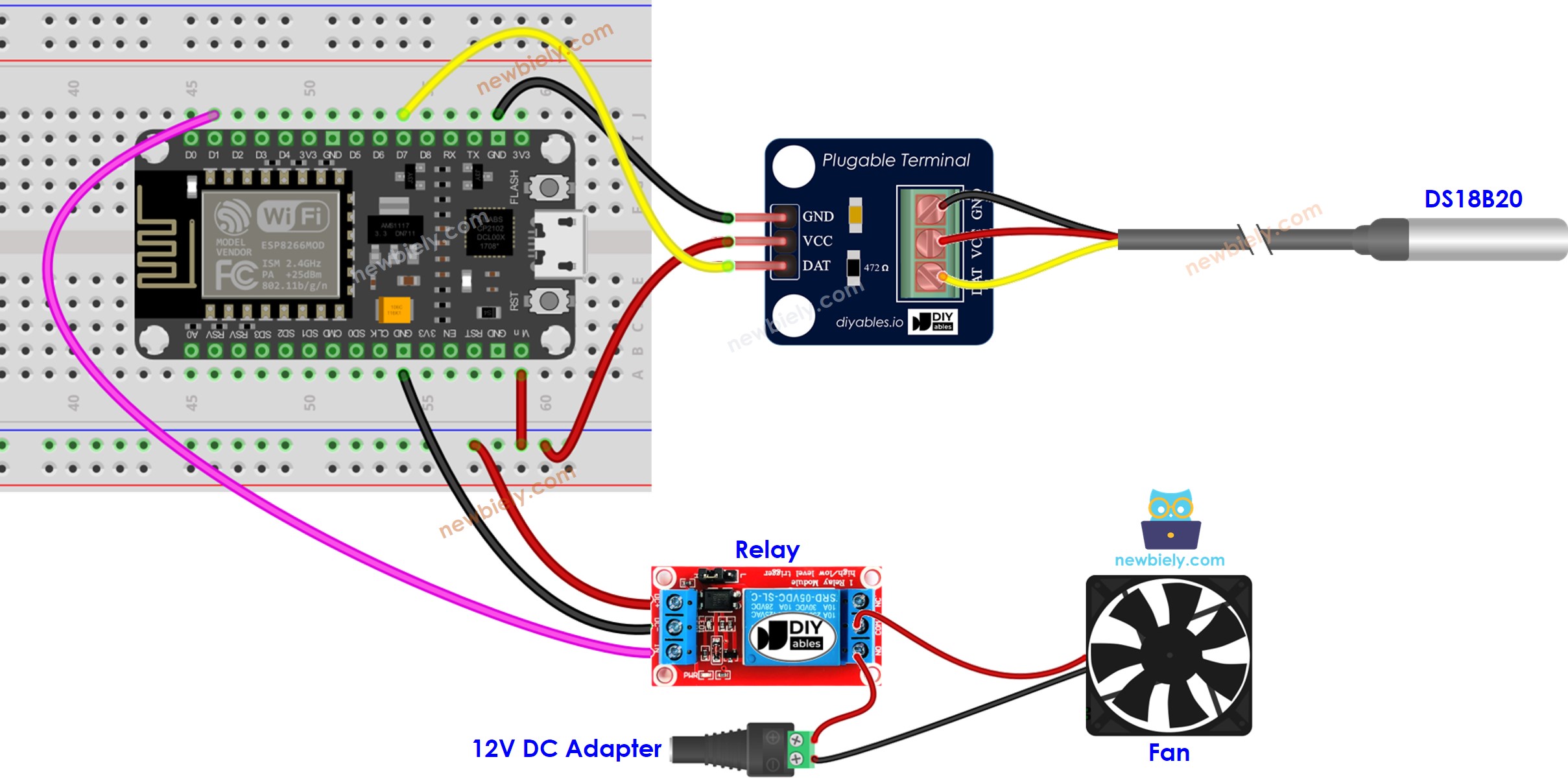 ESP8266 NodeMCU controle de relé diagrama de ligação