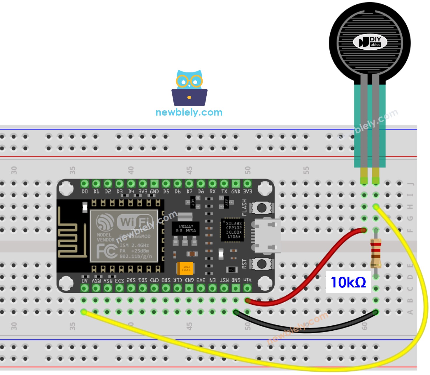 diagrama de ligação da força com ESP8266 NodeMCU