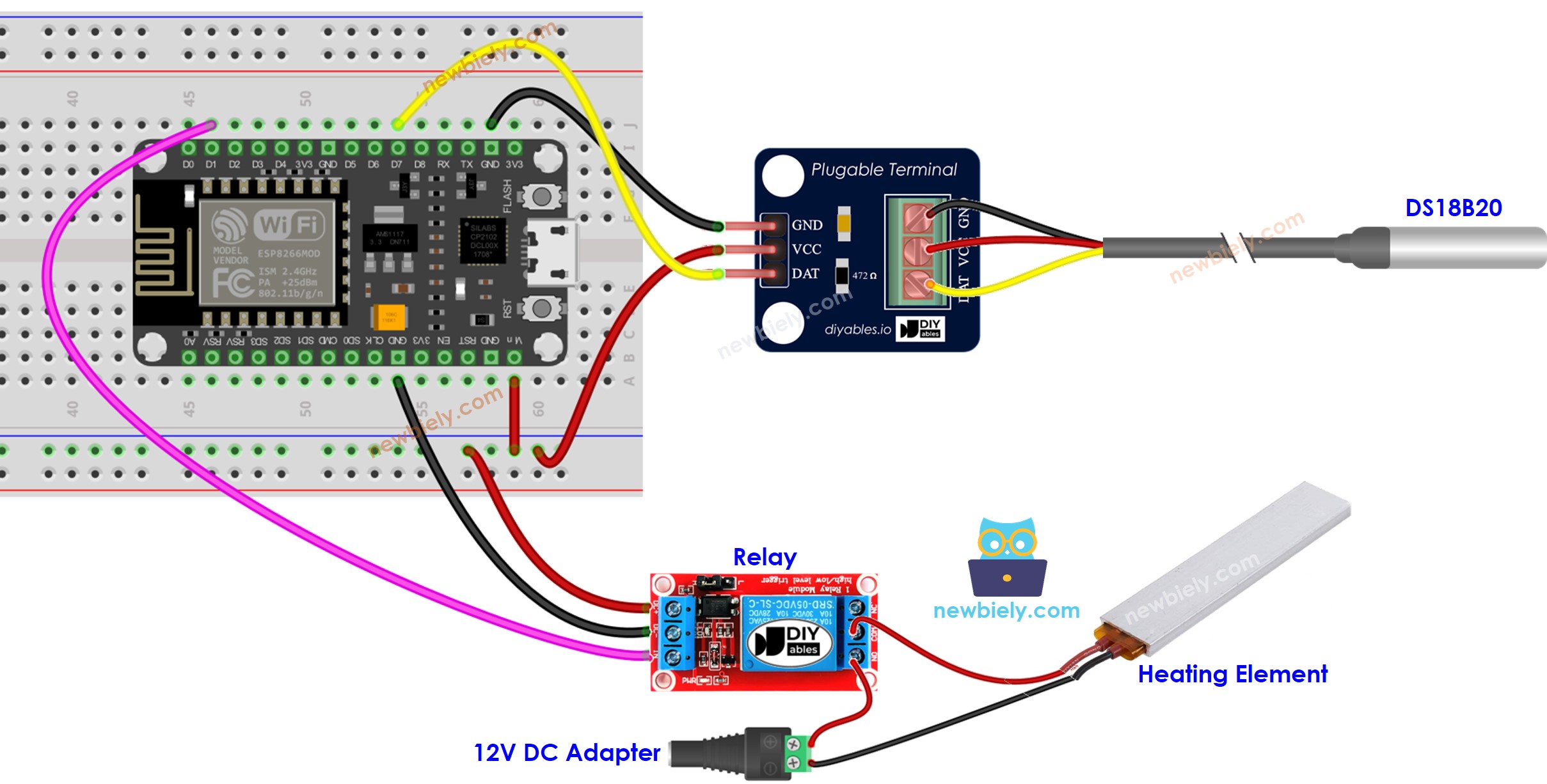 ESP8266 NodeMCU sistema de aquecimento diagrama de ligação