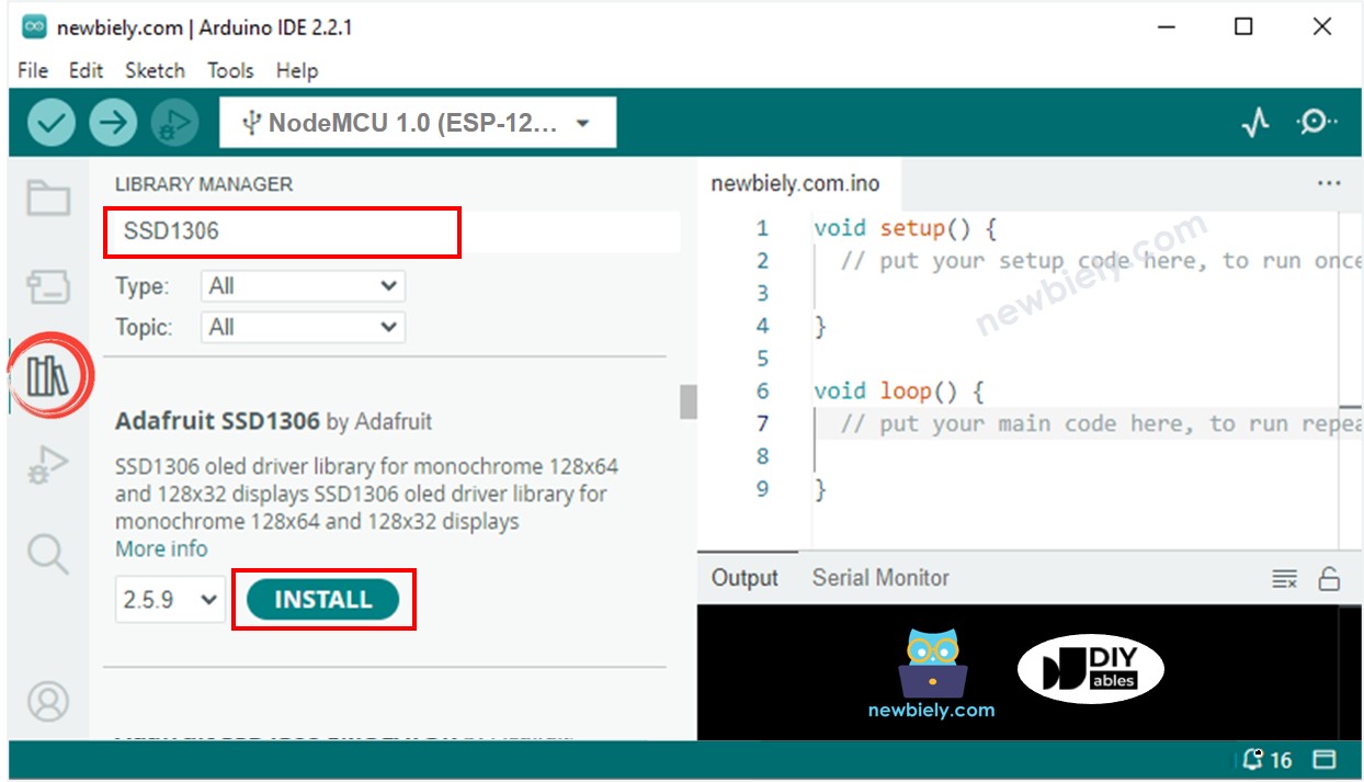 Biblioteca OLED para ESP8266 NodeMCU
