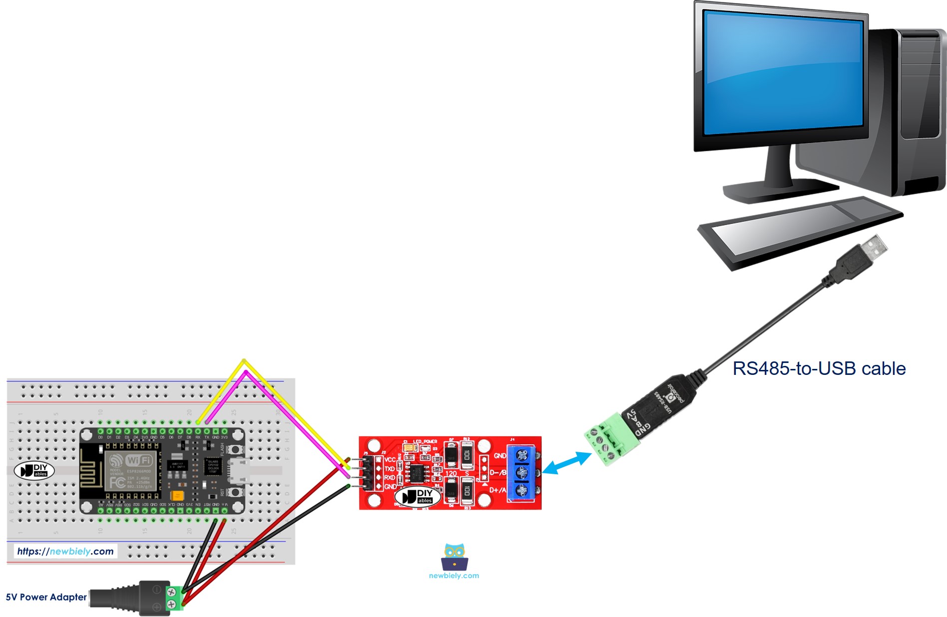 Comunicação do ESP8266 NodeMCU RS485 com o PC
