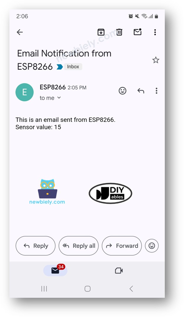E-mail enviado pelo ESP8266 NodeMCU