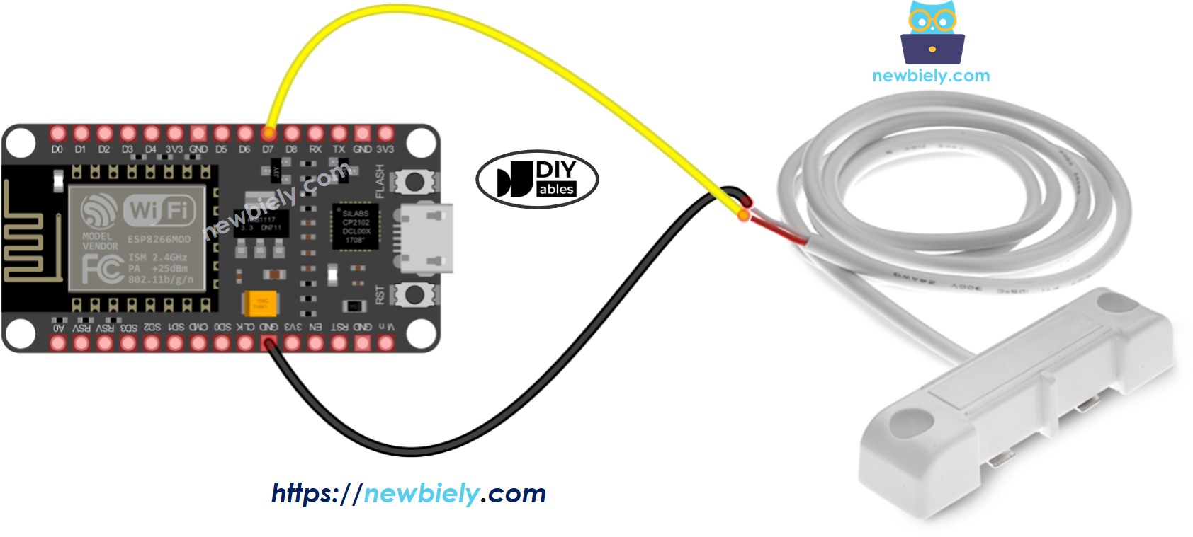 Diagrama de Ligação do Sensor de Água com ESP8266 NodeMCU