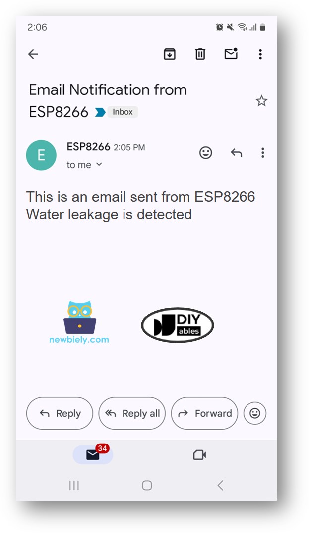 E-mail do sensor de água com ESP8266 NodeMCU