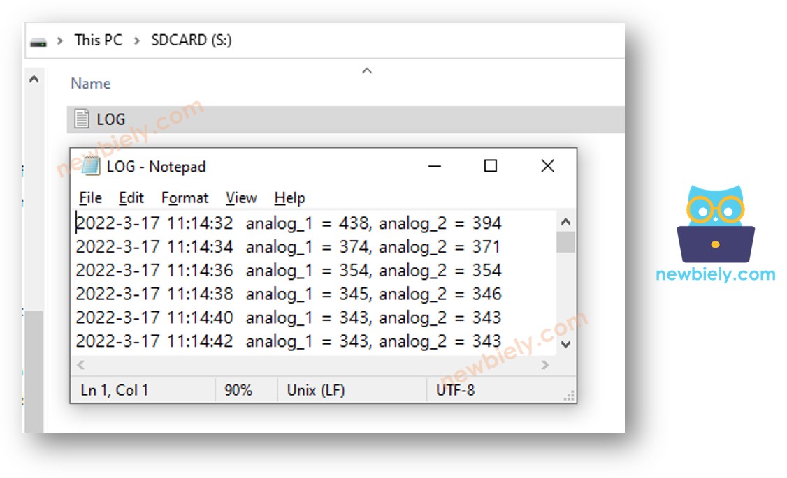 ESP8266 NodeMCU registra log no cartão Micro SD com informações de hora