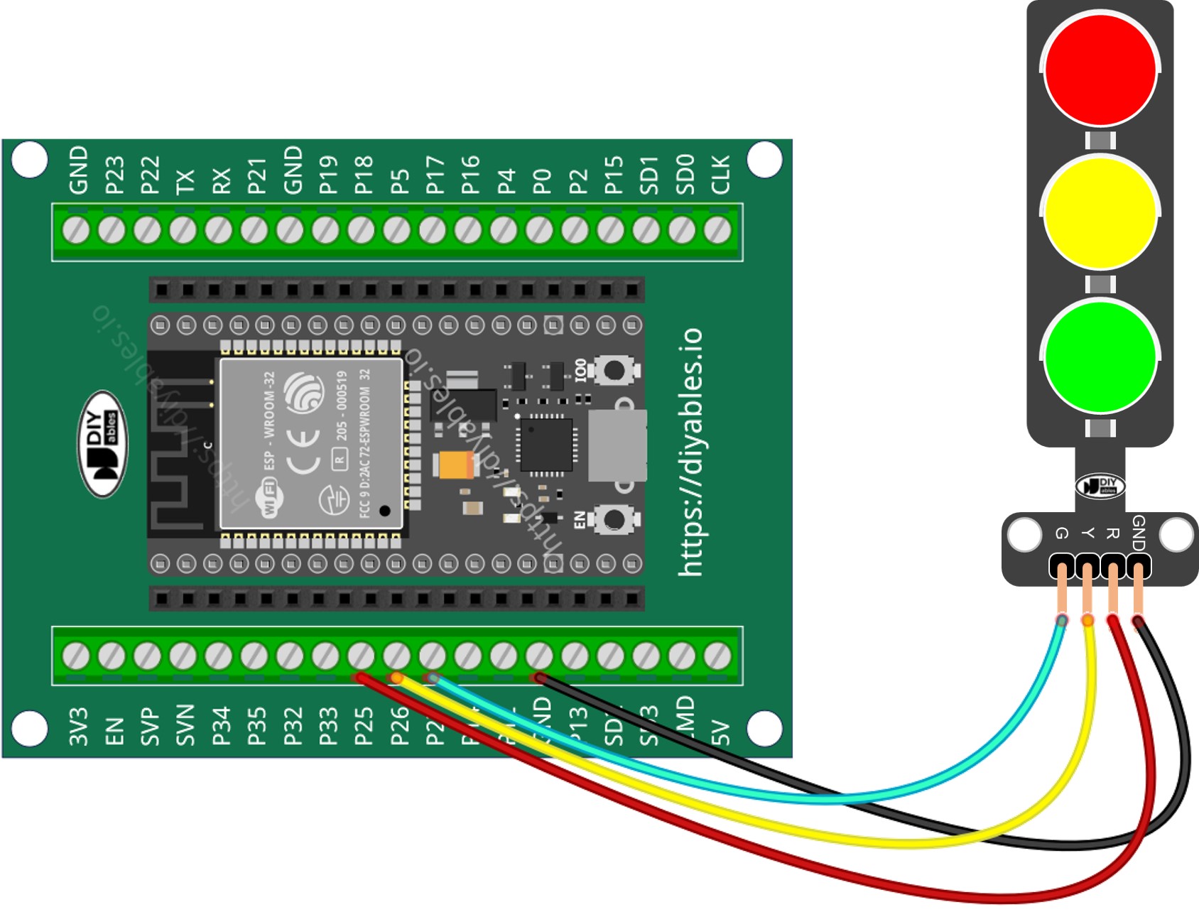Como conectar o ESP32 e o semáforo