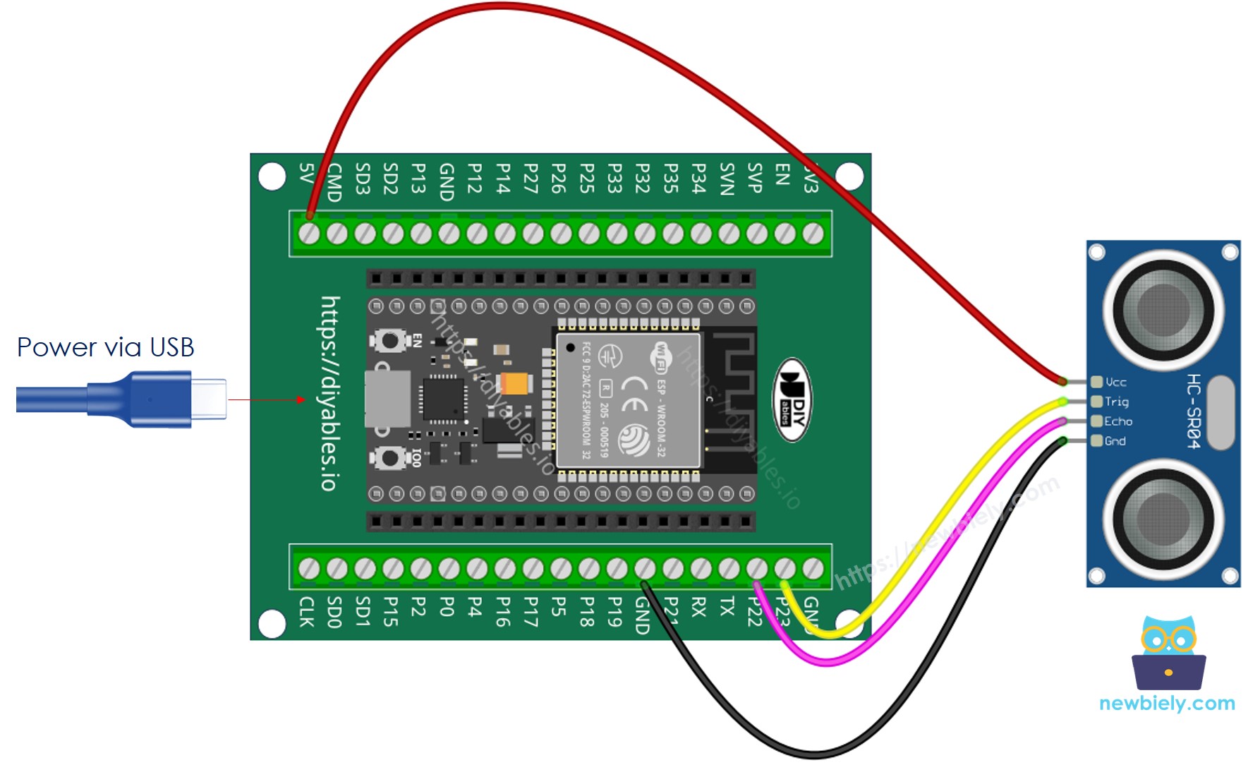 Como conectar o ESP32 e o sensor ultrassônico