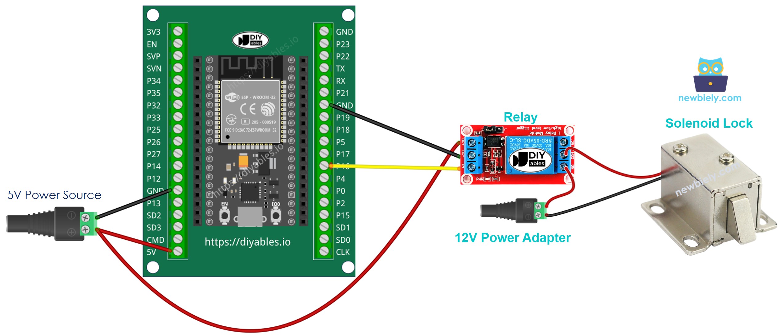 Como ligar o ESP32 e a fechadura solenoide