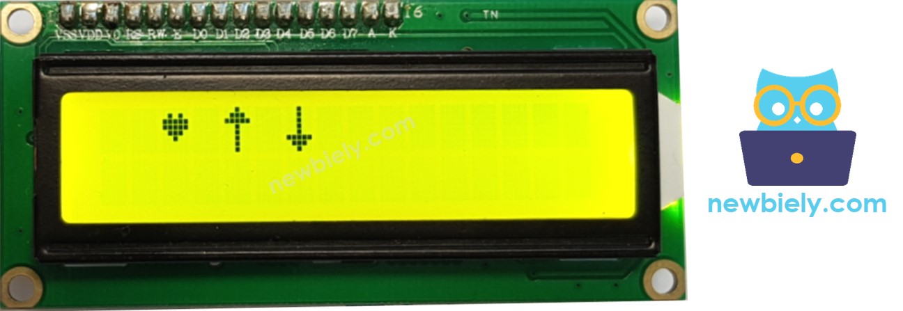Vários caracteres personalizados no LCD