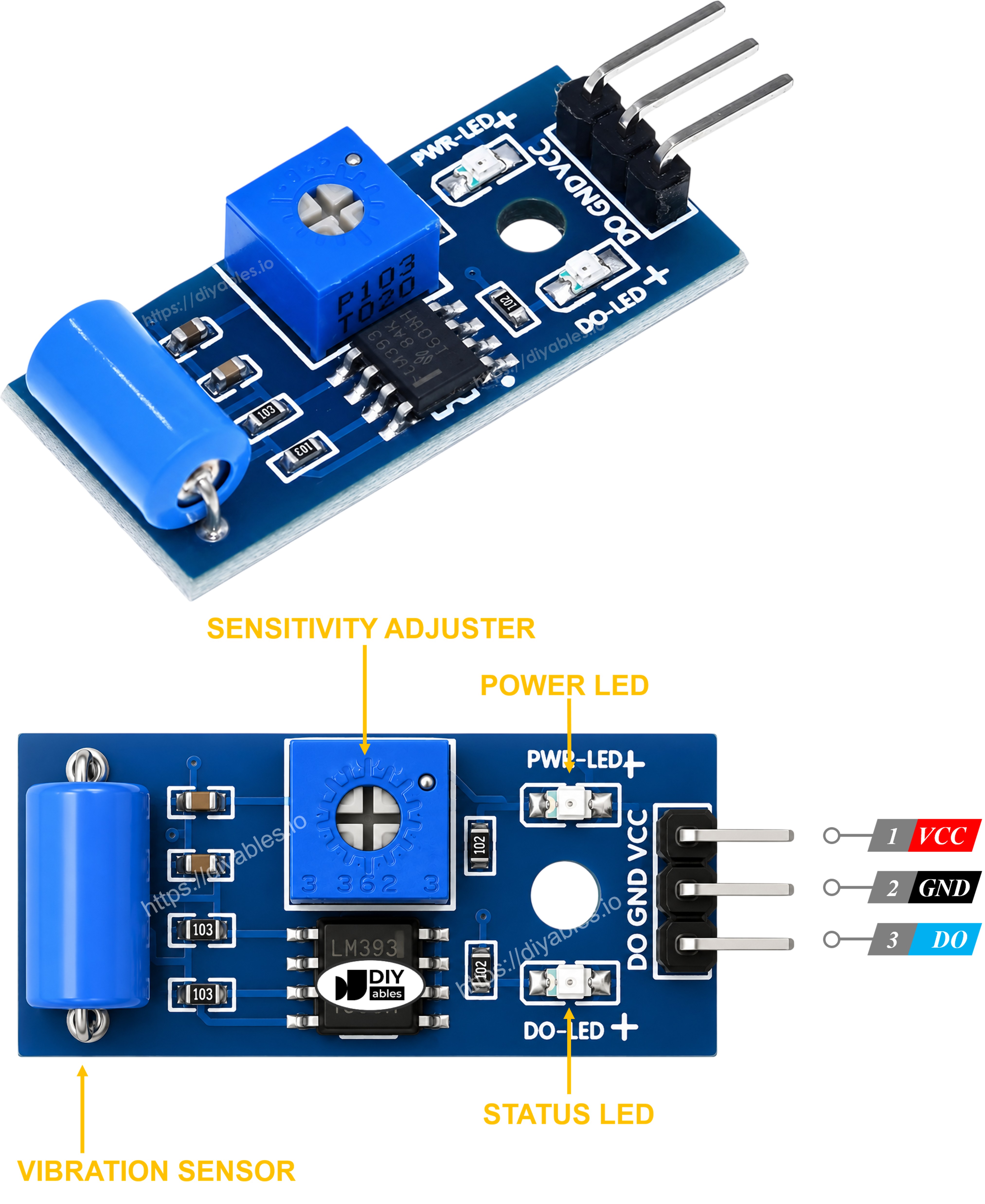 Pinagem do Sensor de Vibração SW-420