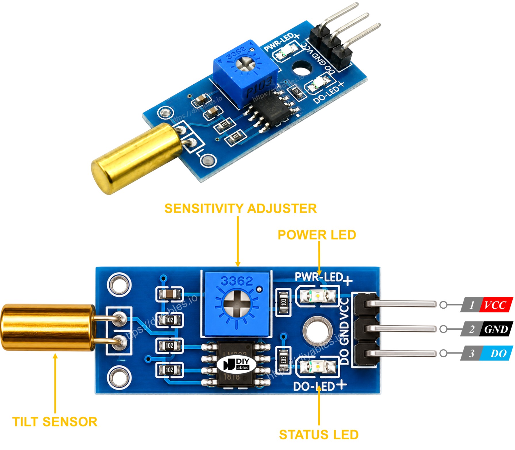 Pinagem do sensor de inclinação SW520D